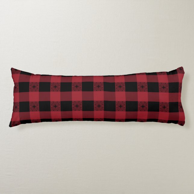 Black And Red Celtic Plaid Body Pillow (Front)