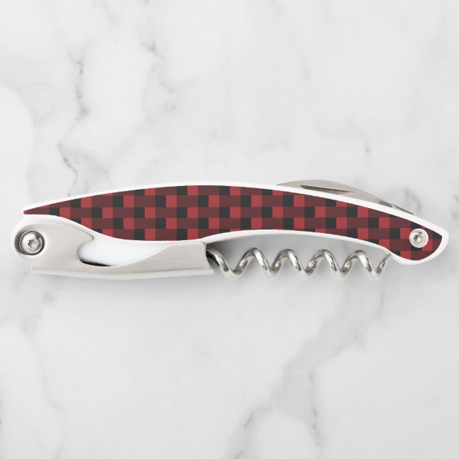 Black and Red Check Waiter's Corkscrew (Front)