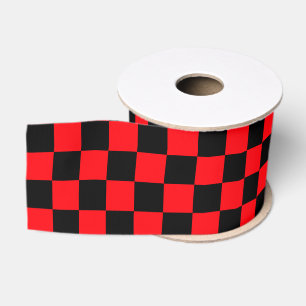 Black and Red Checkered Racing  Grosgrain Ribbon
