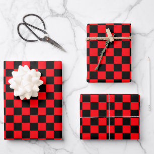 Black and Red Checkered Racing Wrapping Paper Sheet