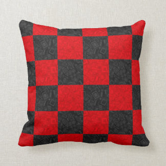 Black and Red Chequerboard Pattern Pillow 16"x16"