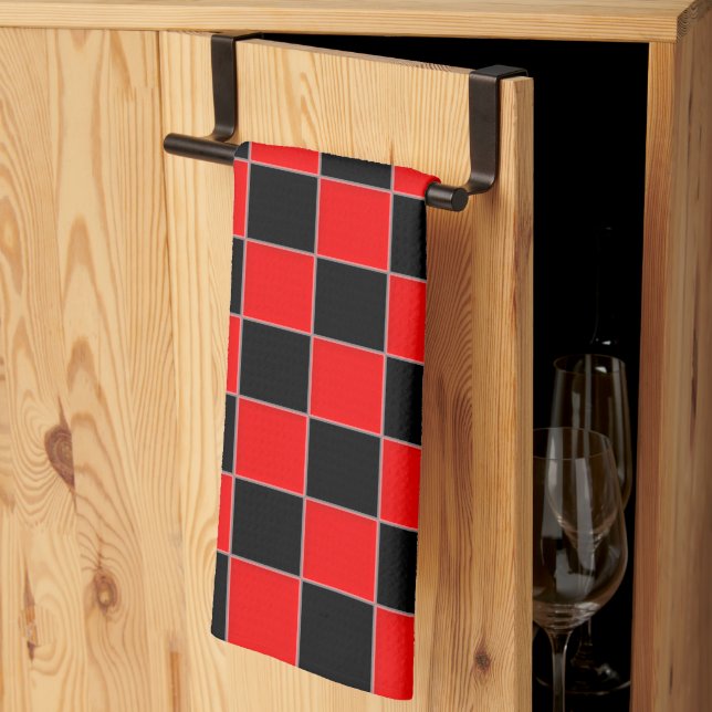 Black and Red Chequered Kitchen Towel (Thirds Fold)
