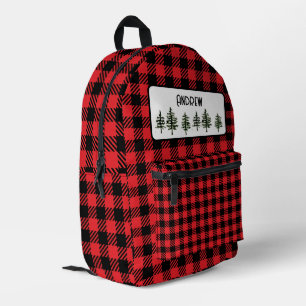 Black and Red Chequered Print  Printed Backpack