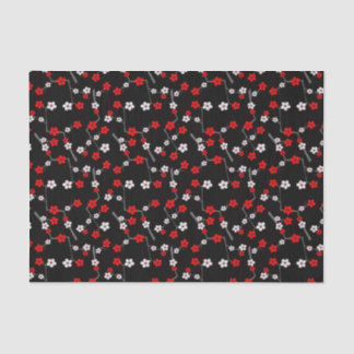 Black and Red Cherry Blossom Pattern Tissue Paper