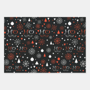 Black and red Christmas Wrapping Paper Sheet