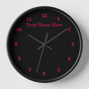 Black and Red Clock with Custom Text and Colours