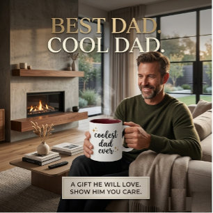 Black and Red Coolest Dad Ever Two-Tone Coffee Mug
