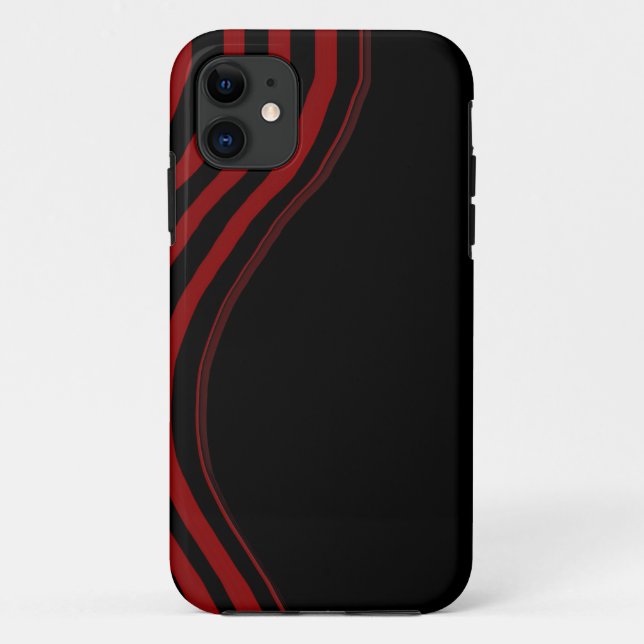black and red curved stripes iphone cover (Back)