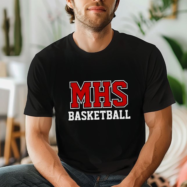 Black and Red Custom Basketball Team Spirit T-Shirt (Creator Uploaded)