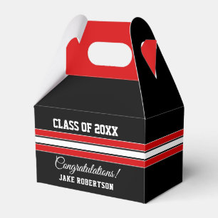 Black and Red Custom Graduation Favor Box