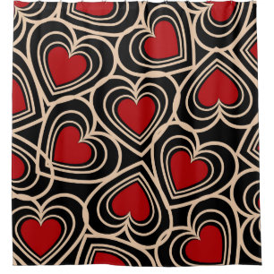 Black and Red Cute Simple Heart Pattern