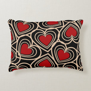 Black and Red Cute Simple Heart Pattern Accent Pillow