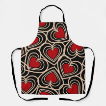 Black and Red Cute Simple Heart Pattern