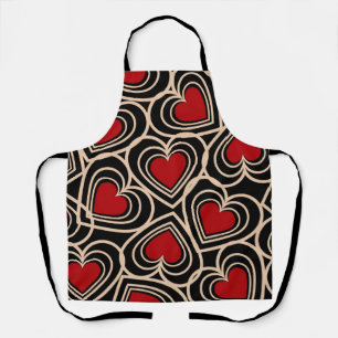 Black and Red Cute Simple Heart Pattern Apron