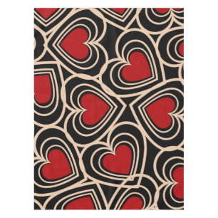 Black and Red Cute Simple Heart Pattern Tablecloth