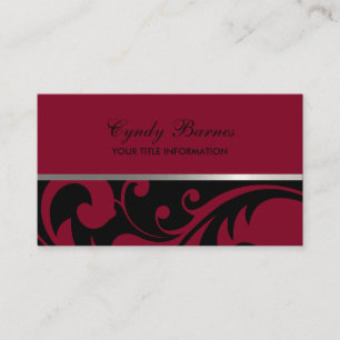 Black and Red Damask Business Card