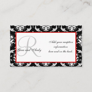 Black and Red Damask Wedding Reception Cards