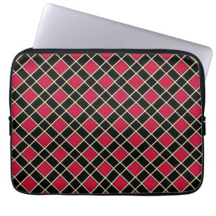 Black and Red Diamond Pattern Laptop Sleeve