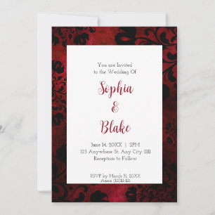 Black and Red Dramatic Gothic Wedding Invitation