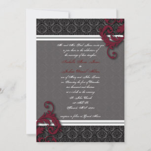 Black and Red Elegant Damask Invitation