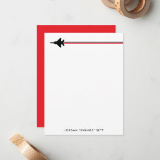 Black and Red F-15 Personal Stationery Card