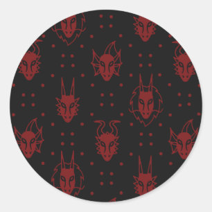 Black and Red Fantasy Dragon Diamond Pattern Classic Round Sticker