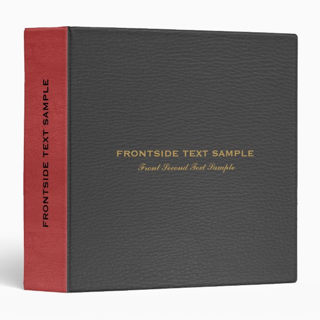 Black And Red Faux Leather Look Binder (Front/Spine)