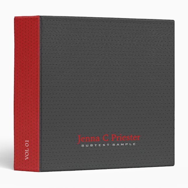 Black And Red Faux Leather Look Binder (Front/Spine)