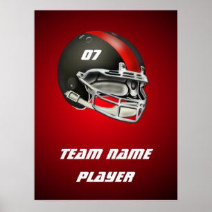 Black and Red Football Helmet Poster