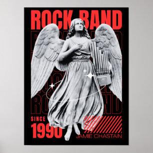 Black and Red Fun Rock Band Music Poster