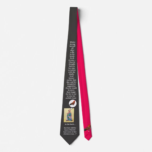 Black and Red Funny Rude Naughty Joke Mens Tie (Front)