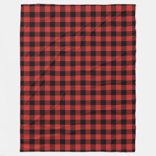 Black and Red Gingham Pattern Chequered Fleece Blanket
