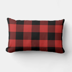 Black and Red Gingham Pattern Chequered Lumbar Pillow