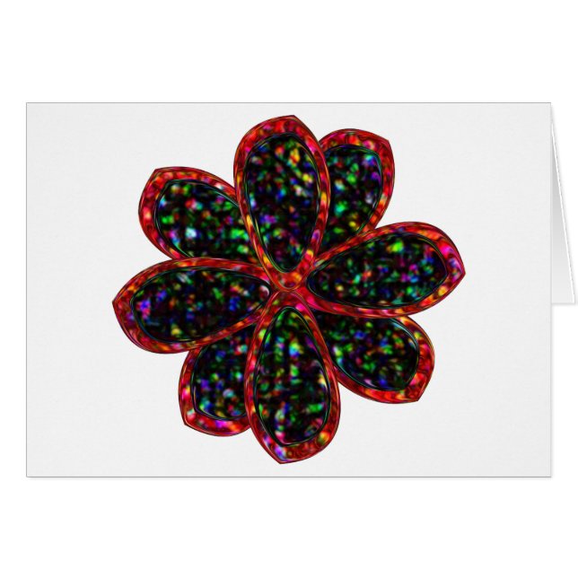 Black and Red Glitter Flower Card (Front Horizontal)