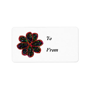 Black and Red Glitter Flower Present Tags