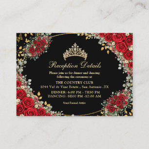 Black and Red Golden Butterfly Quinceañera Enclosure Card