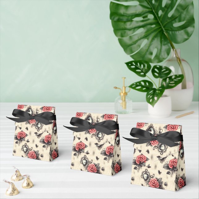 Black and Red Gothic Pattern  Favor Box (Multiple)