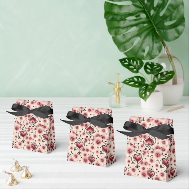 Black and Red Gothic Pattern  Favor Box (Multiple)