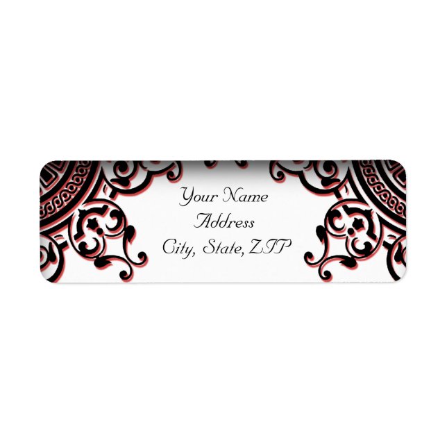 Black and Red Gothic Scroll Return Address (Front)