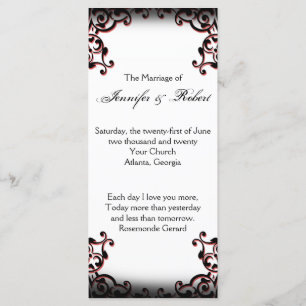 Black and Red Gothic Scroll Wedding Program