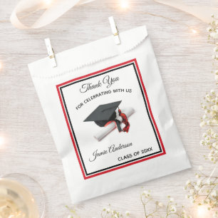 Black and Red Graduation Cap & Tassel Party Favour Bag