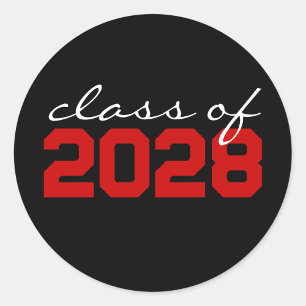 Black and Red Graduation Classic Round Stickers
