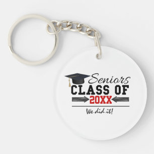 Black and Red Graduation Gear Keychain