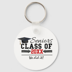 Black and Red Graduation Gear Keychain