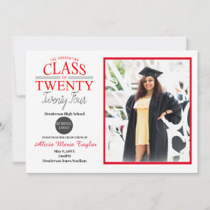 Black and Red Graduation Invitation with Photo