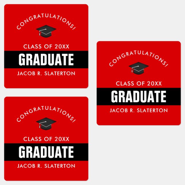 Black and Red Graduation Personalized (Group)