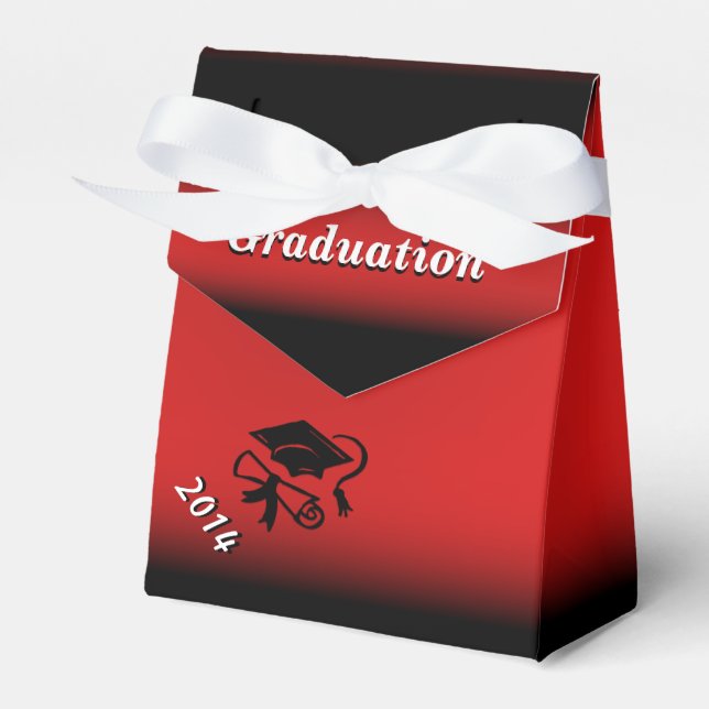 Black and Red Graduation Personalized Favour Box (Front Side)