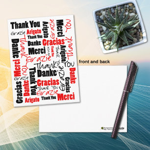 Black and Red Gratitude Word Cloud Postcard