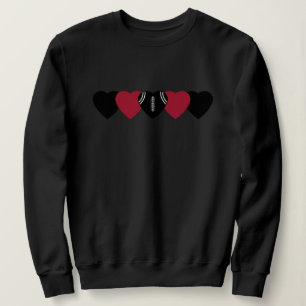 Black and Red Heart Football Sweatshirt