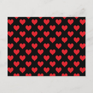 Black and Red Heart Pattern Postcard